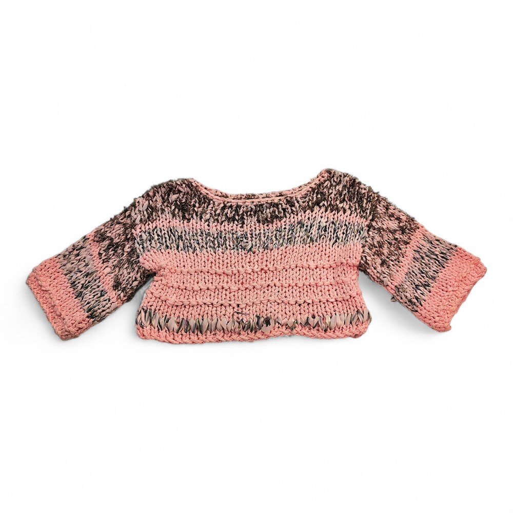 Hand-Knit Pink Cropped Sweater Women's Medium